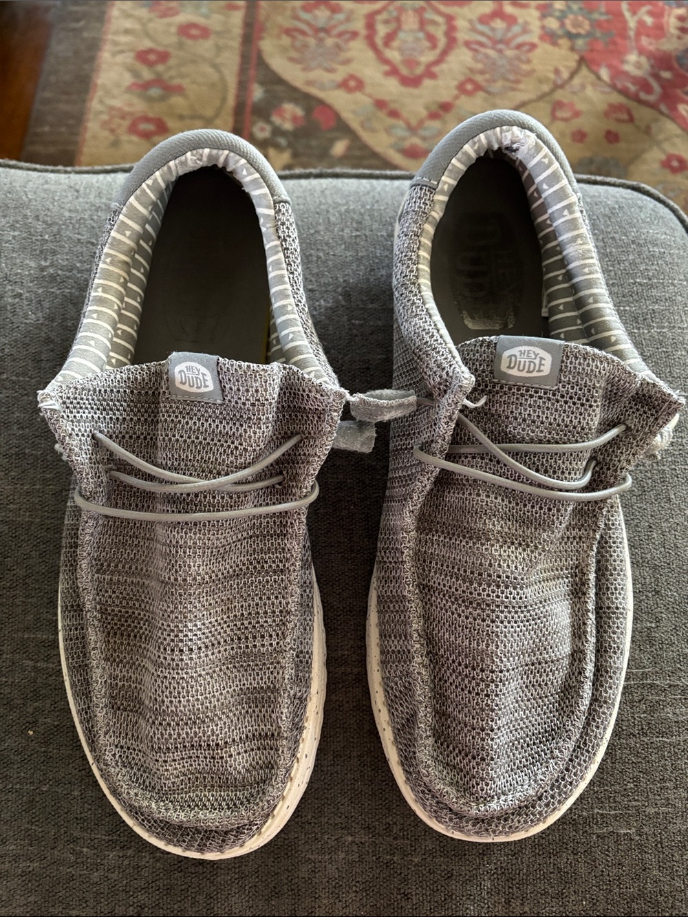 Hey Dude Gray Knit Slip-On Loafers